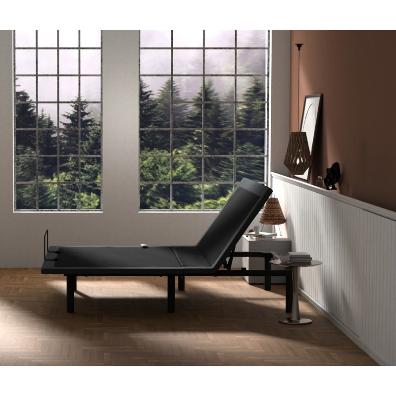 Os4 King Adjustable Bed Base In Black And Grey, Head Foot Adjustable, Wireless Remote Operation, Metal Structure System, Simple Assembly Process Grey For King, Control, Strong Engineering, Easy