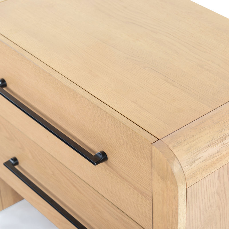 Katrina Wood 2 Drawer Nightstand, Natural