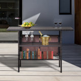Outdoor Wicker Bar Table, A Square Rattan Bistro Bar Table With A Storage Rack, Suitable For Patios, Gardens, Poolside Areas, Balconies And Backyards.