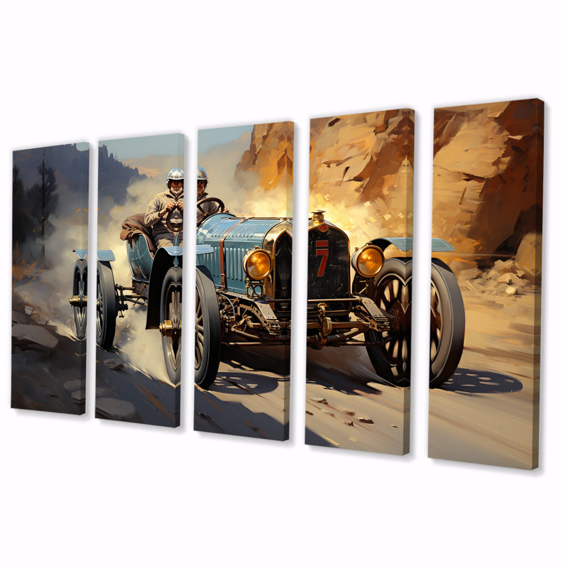«Yellow and Blue Dusty», ensemble d'art mural 5 pièces, H 32 po x l 80 po