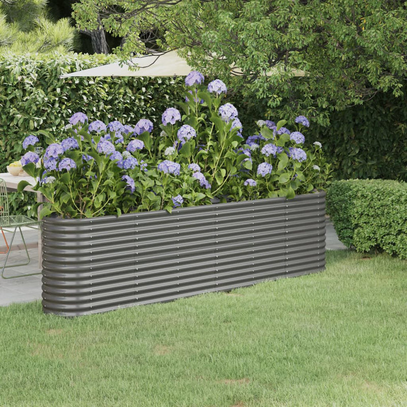 Garden Raised Bed Powder-coated Steel, Grey, 68 cm x 260 cm x 40cm