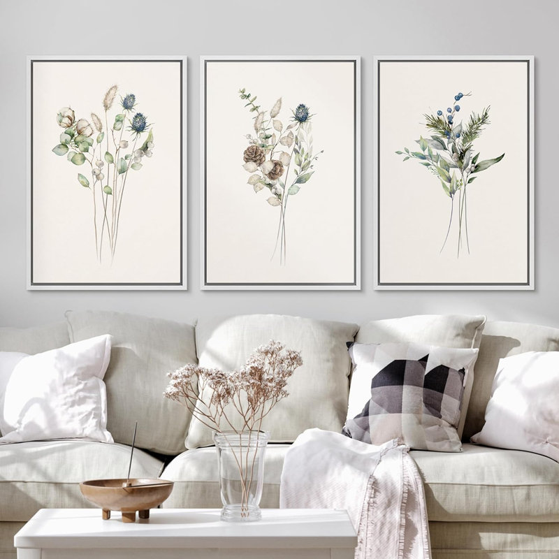 Bouquet de fleurs sauvages 3 pièces, Blanc, H 24 po x l 16 po x P 1,5 po