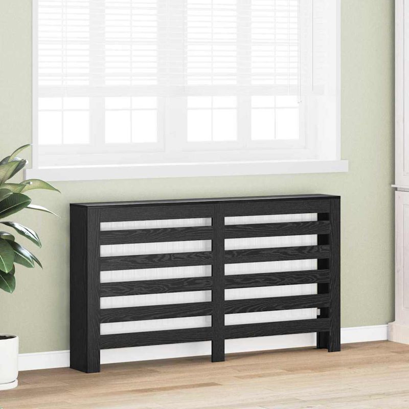 Large Radiator Cover, Black Oak, 149 x 20 x 82 cm, Horizontal Slats