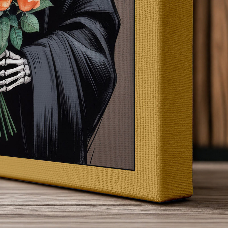 Death's Roses Dark - Wrapped Canvas, 18x12 - 45.7 x 30.5 cm, Ochre Border