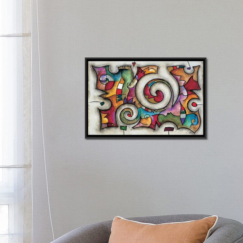 « quadra » par eric waugh, impression sur toile, H 18 po x l 26 po x P 1,5 po, Toile avec cadre flottant noir, Pas de tapis