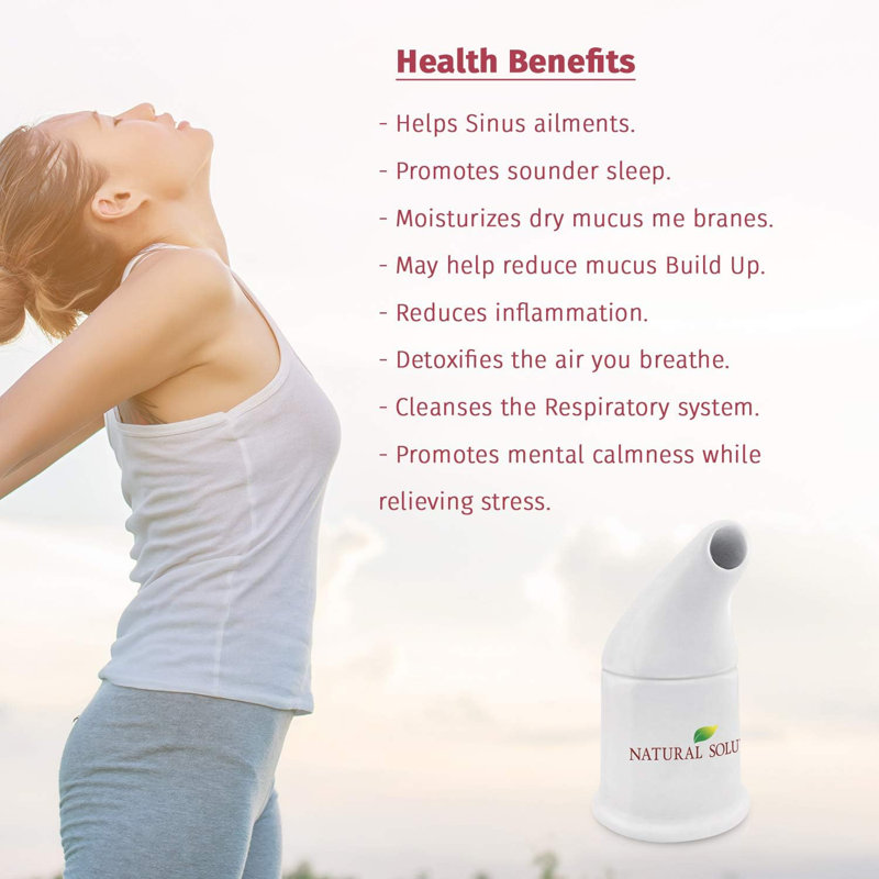 Natural Solution Ceramic Salt Inhaler with 2 Himalayan Pink Salt Refills