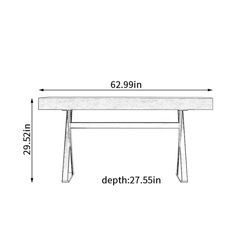 Bureau d'ordinateur italien à conception simple Italian, H 29,52 po x l 62,99 po x P 27,55 po