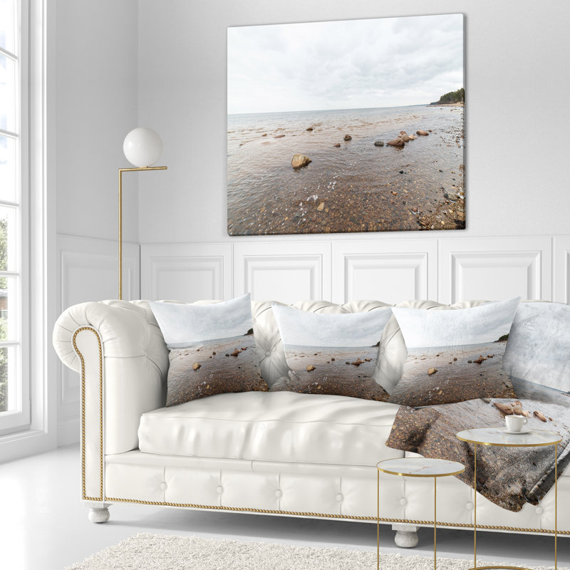 Coussin de plage d’automne en mer rocky, 18 po x 18 po, Coussin décoratif
