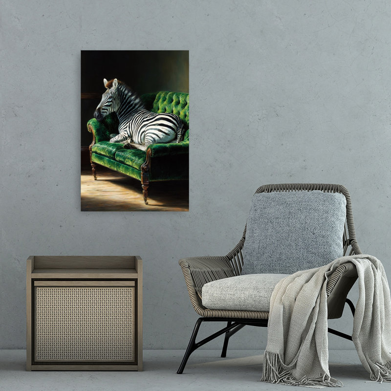 Elegant Zebra Couch Elegant Surreal Whimsical Zebra Portrait Wall Art Print 1 Piece Wrapped Canvas Wall Art