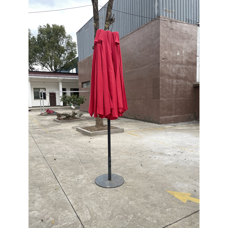 Très grand parasol double de 15 pi x 9 pi pour le jardin - Abri de piscine pour terrasse avec manivelle et évents de patio