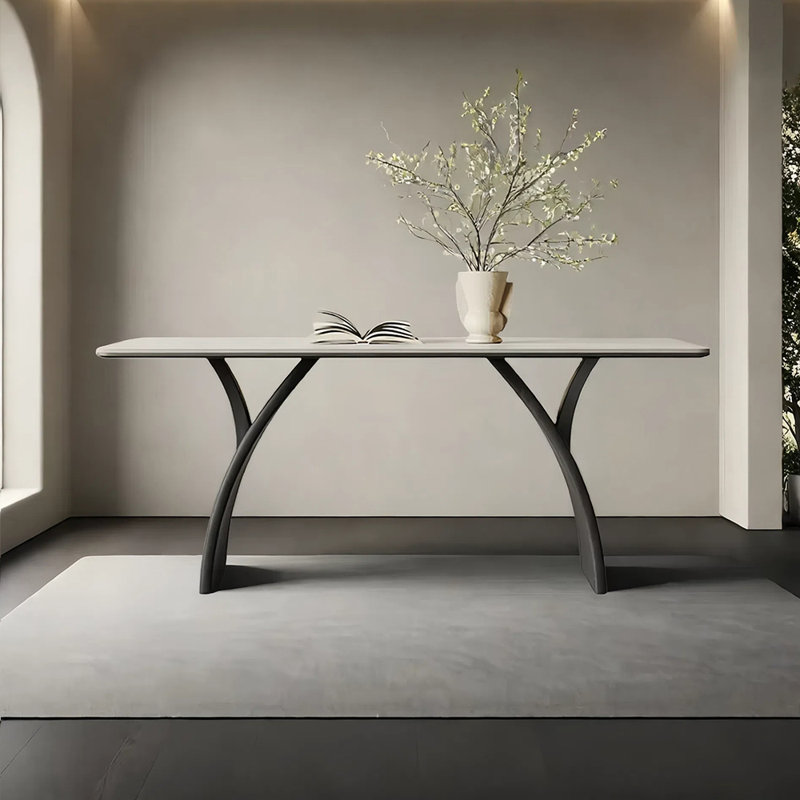 Minimalist retro rectangular dining table, 29.52"H x 70.86"L x 35.43"W