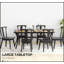 Table de salle à manger rectangulaire stable en faux bois avec trou pour parasol