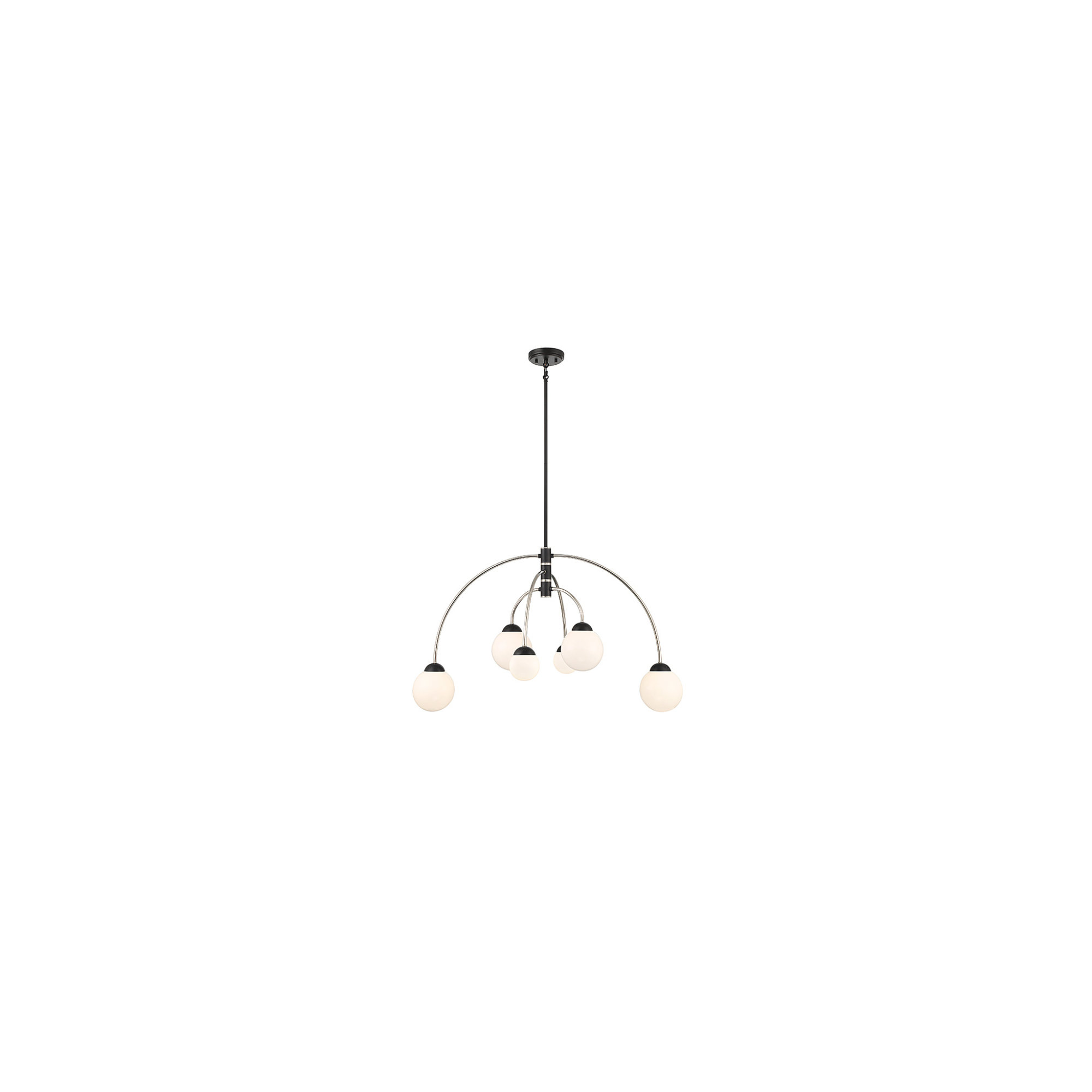 Everard 6 - Light Metal Dimmable Chandelier, Matte Black/Polished Nickel