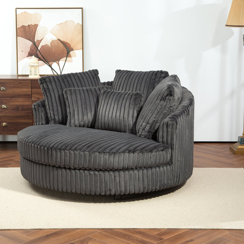 Fauteuil demi-tonneau surdimensionné avec housse, Imitation fourrure gris anthracite