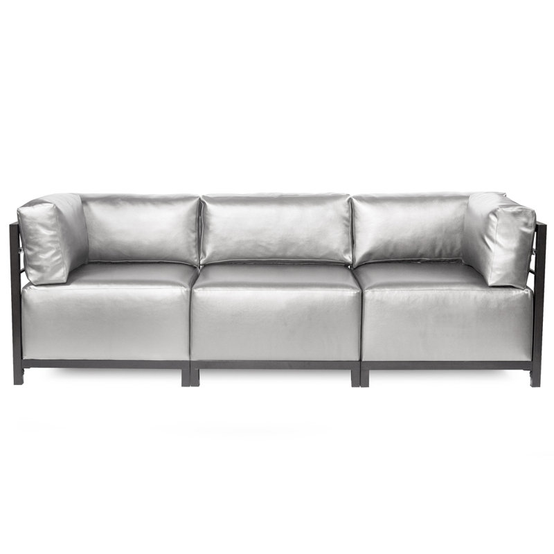 Woodsen 95.5'' Faux Leather Sofa, Titanium, Mercury Faux Leather