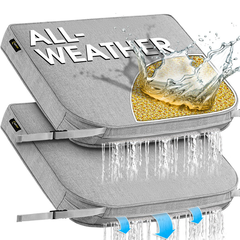 SUNROX All-Weather Outdoor Chair Cushion, Heather Gray, 18.5" H x 16" W