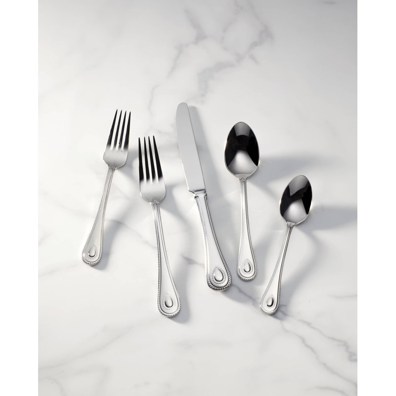 French Perles 65 - Piece Stainless Steel Flatware Set, Service for 12 
