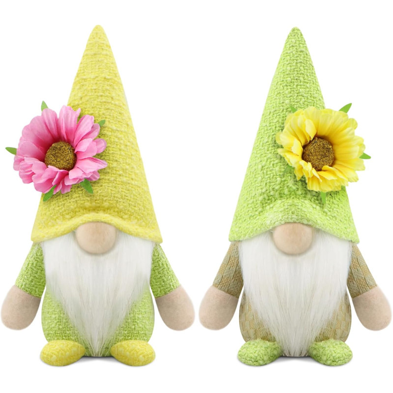 Ensemble de 2 gnomes de printemps, décoration de Pâques, gnome de tournesol, fait à la main