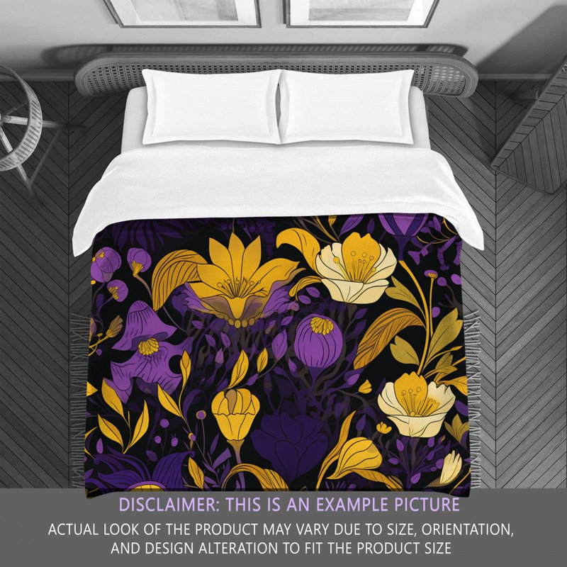 Machine Printed Comforter, Twin Extra Long Comforter, Purple/Yellow