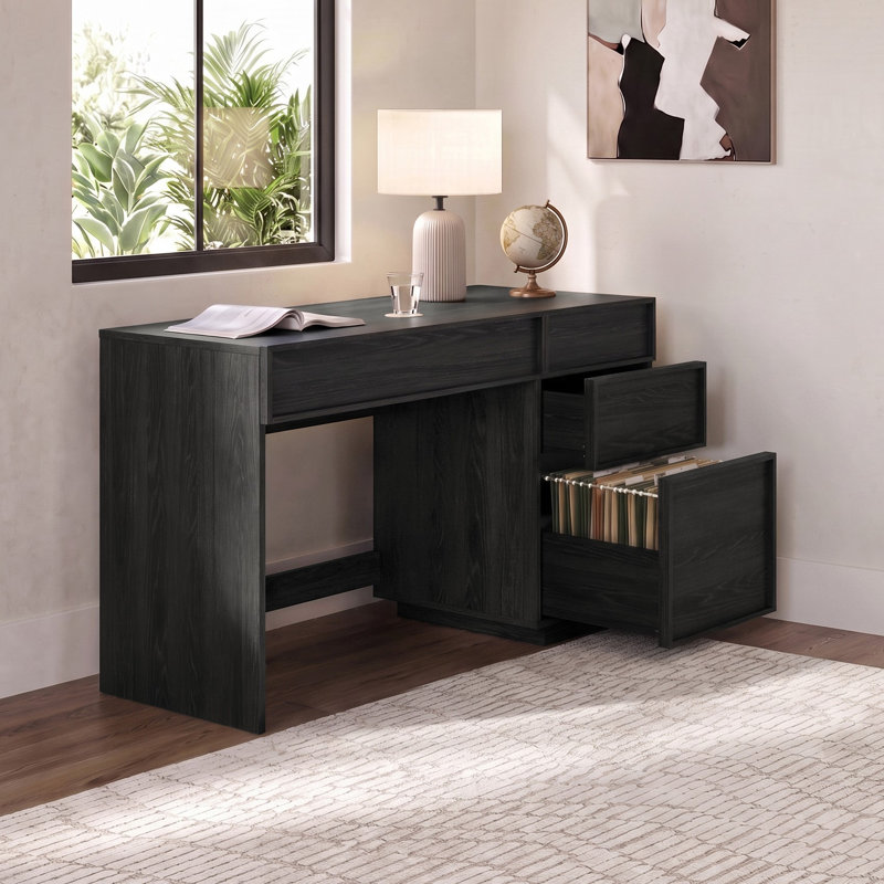 Paper / Printed Veneer Computer Desk, Noir