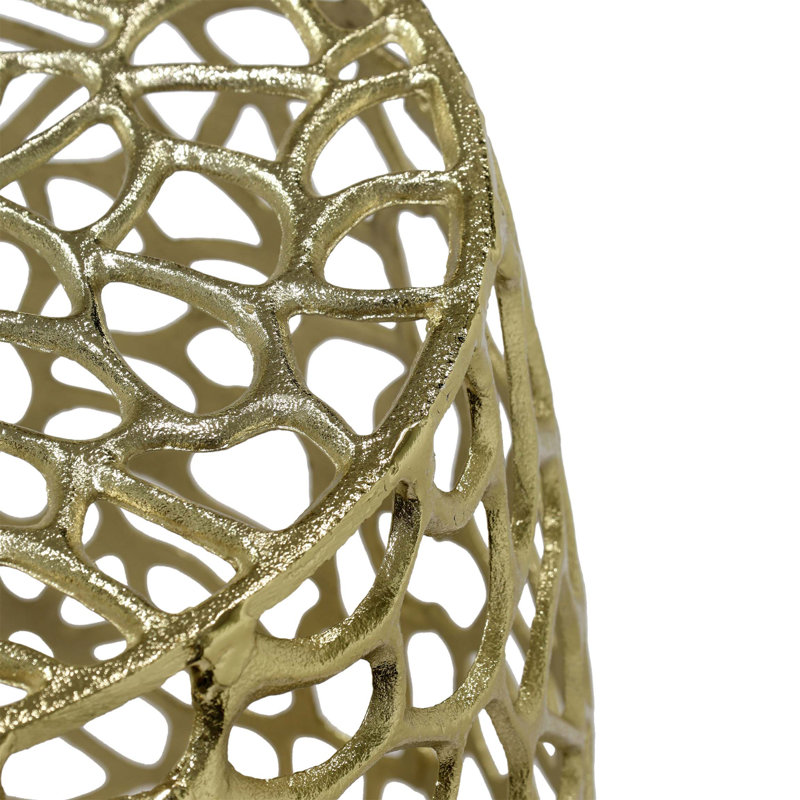 Table de bout cylindrique en aluminium avec maille abstraite complexe et cadre résistant à la rouille pour un décor glamour moderne