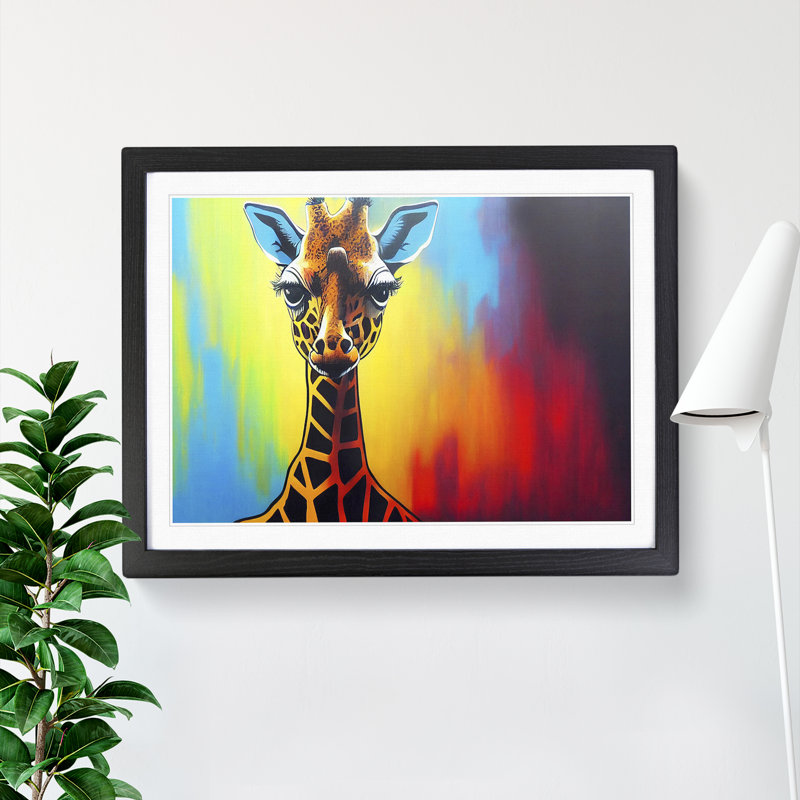 Giraffe in Colour - Framed Print, Black, 46cm H x 64cm W x 2cm D