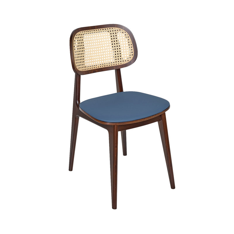 Chaise de salle à manger Emma Cane, Bleu lapis lazuli, Brun