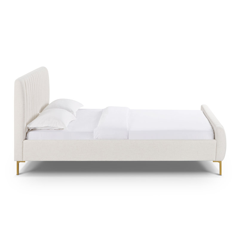 Robbinsdale Natural Upcycled Linen King Bed, Beige, Grand