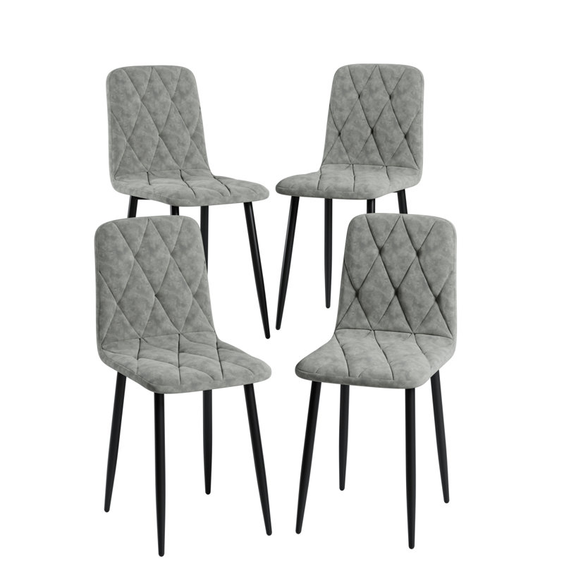 Ensemble de 4 chaises de salle à manger, chaises de salle à manger de cuisine moderne, siège rembourré en velours et pieds en métal robustes