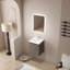 16" Small Wall Mounted Bathroom Vanity with Ceramic Sink,Soft-Close Door(GreyWalnut)
