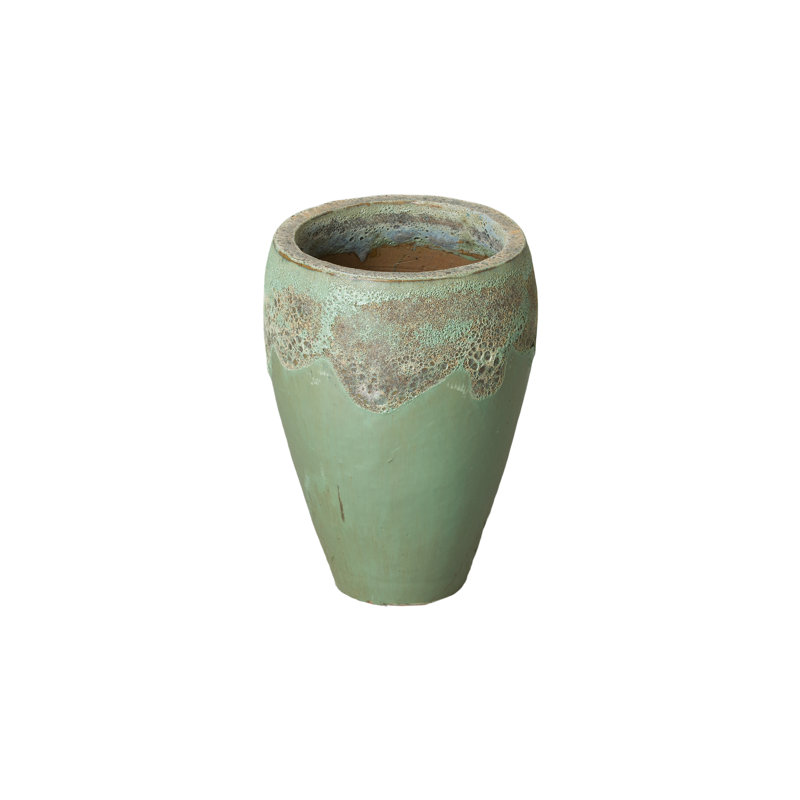 Pot de fleurs en céramique, H 15 po x l 11 po x P 11 po, Bleu spa