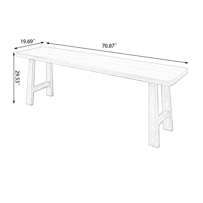 Bureau rectangulaire en bois massif Burlywood, H 29,53 po x l 70,87 po x P 19,69 po