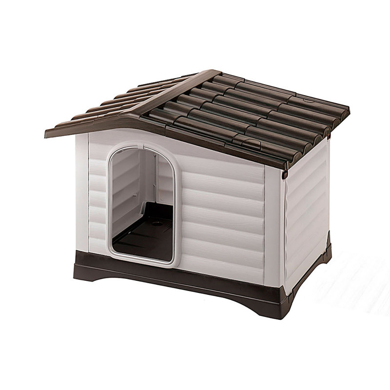 Large Gray and Black Insulated Plastic Dog Kennel