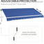 Auvent rétractable bleu foncé 12 pi x 10 pi, manivelle manuelle, tissu à eau 280 g / m, structure en aluminium pour terrasse, balcon, béton extérieur, brique, surfaces en bois