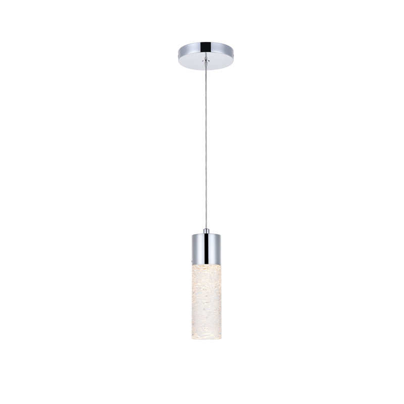 Luminaire suspendu cylindrique à 1 lumière DEL Ailynn, Chrome