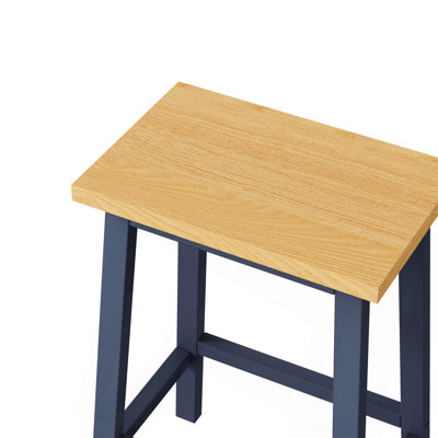 Tabourets de bar en bois massif (pas en fer bon marché), hauteur 65 cm, ensemble de 2, tabourets de bar avec repose-pieds, tabourets de style campagnard pour salle à manger, cuisine, comptoir, bleu marine
