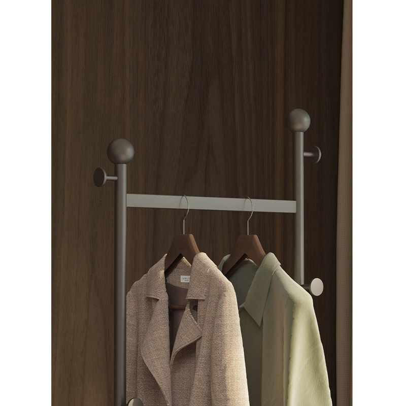 Gray Titanium Stainless Steel Coat Rack with Wheel