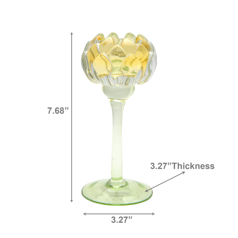 Haight 8" Glass Tulip Bloom Candle Holder Yellow, 7.68'' H x 3.27'' W x 3.27'' D, Yellow