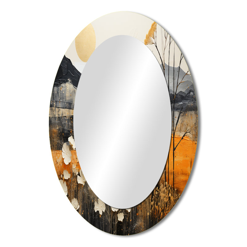 Bold Canyon Mirage II - Orange Oval Wall Mirror Decor, 36" x 24"