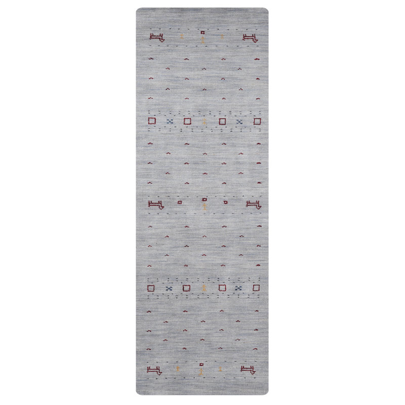 Tapis de couloir en laine nouée à la main de style écologique Manns, Tapis de couloir 2 pi 6 po x 6 pi