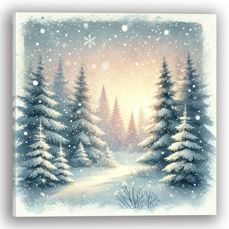 Enchanted Winter: Snow-Covered Path Canvas Print, 12" H x 12" W