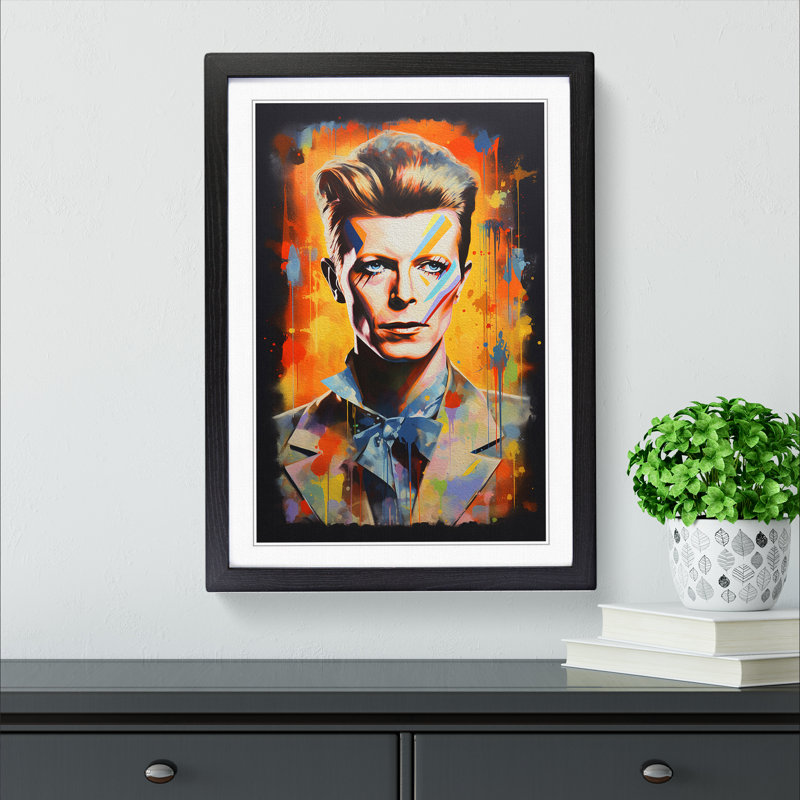David Bowie Contemporary - Single Picture Frame Print on Wood, Black Framed, 46cm H x 34cm W
