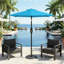 Parasol d'extérieur bleu 7,5 pi avec inclinaison de 45 pieds et évent, idéal pour se prélasser au bord de la piscine