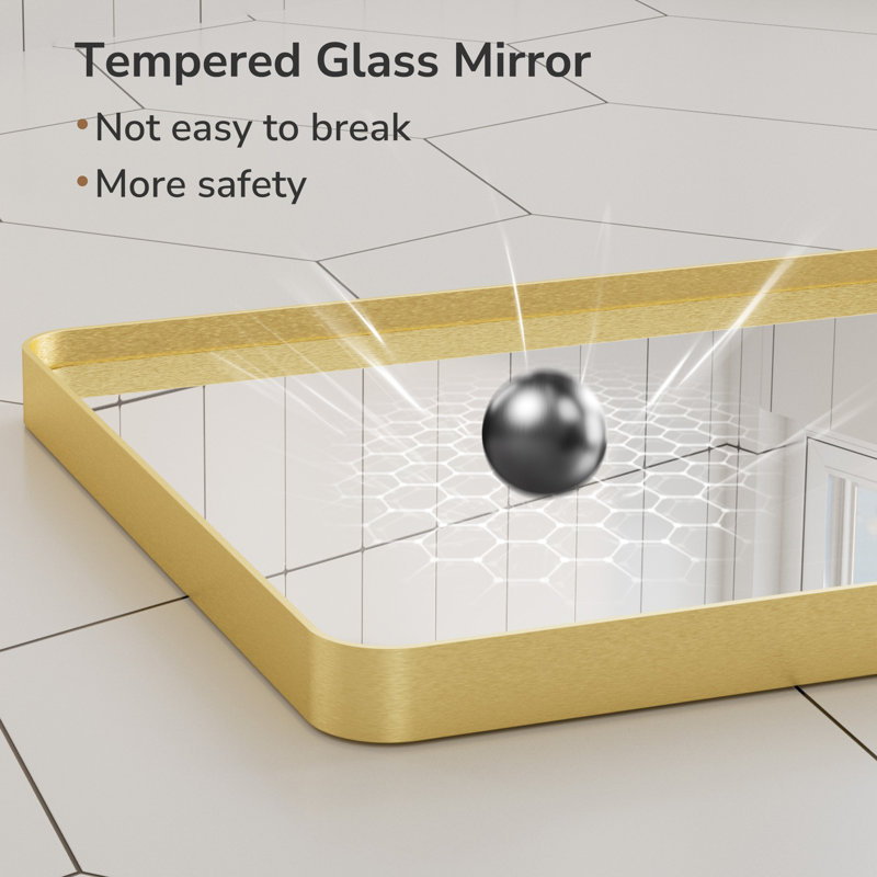Bathroom Mirror with 1.2" Thick Aluminum Alloy Frame,Wall Mirror with Tempered Glass,Accent Mirror for Entryway,Dining Room,Bedroom