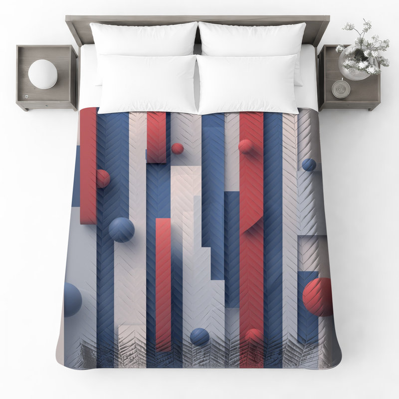 Couvre-lit matelassé à formes géométriques 3D toutes tailles, Très grand lit