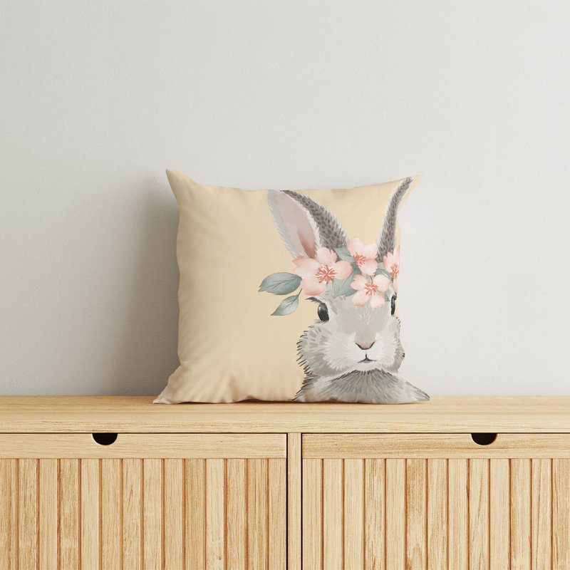 Bunny Yellow Throw Pillow, 18"H x 18"W