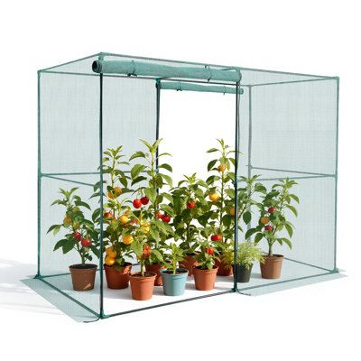 Cage de culture, tente de protection des plantes 7,8 x 3,9 x 5,9 pi avec porte à fermeture à glissière, grande cage de culture résistante au vent, facile à installer, couvre-lit surélevé d'extérieur, filet de tomate pour pelouse de jardin