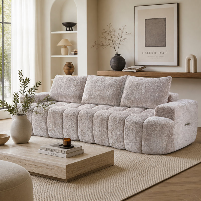 Canapé modulaire moderne surdimensionné incurvé avec tissu bouclé en forme de nuage et mousse haute résilience pour le salon
