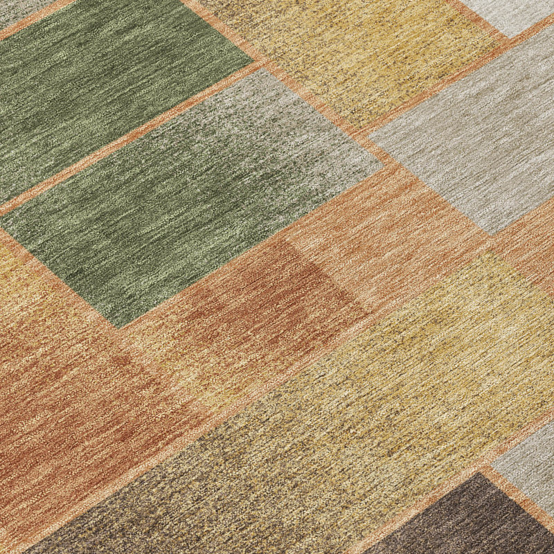 Machine Washable Indoor/Outdoor Chantille ACN2709 Geometric Rug, 5' x 7'6", Copper