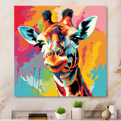 Colorful Pop Art Giraffe Portrait II - Giraffe Animal Wall Art